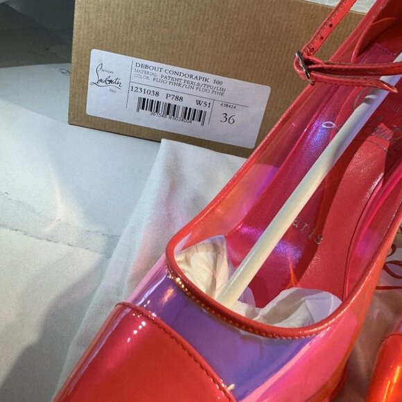 Christian Louboutin DEBOUT CONDORAPIK 100, color FLUO PINK, SIZE 36 woman shoes - Picture 6 of 7